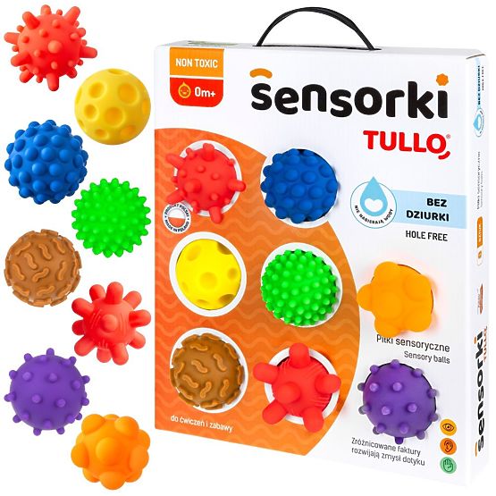 Senzorične žogice Tullo - 8 žogic brez odprtin
