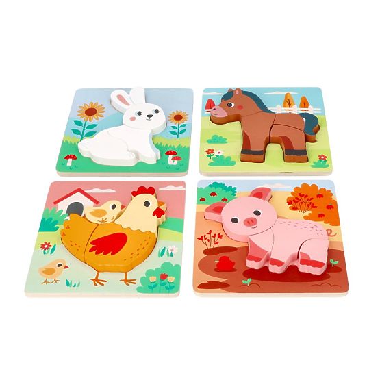 Set 4 lesenih sestavljank Kmetija