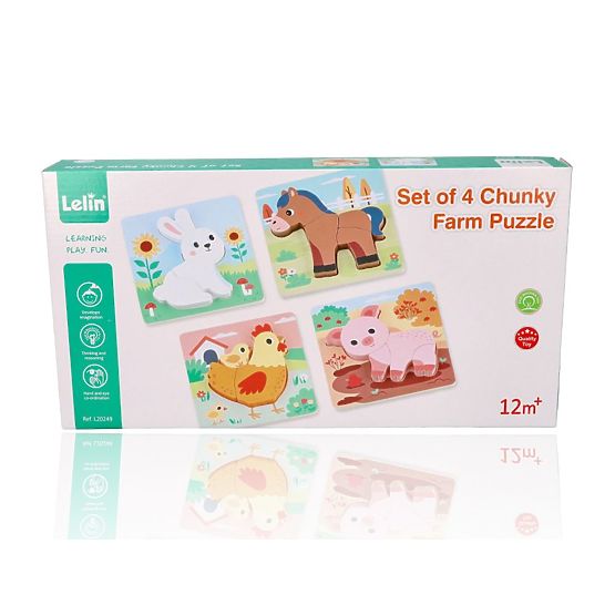 Set 4 lesenih sestavljank Kmetija