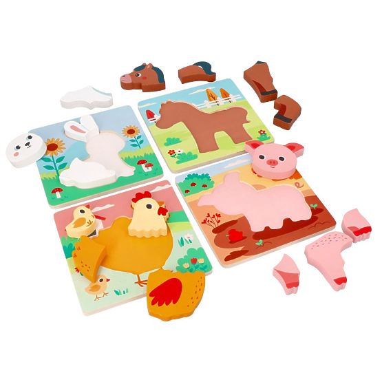 Set 4 lesenih sestavljank Kmetija