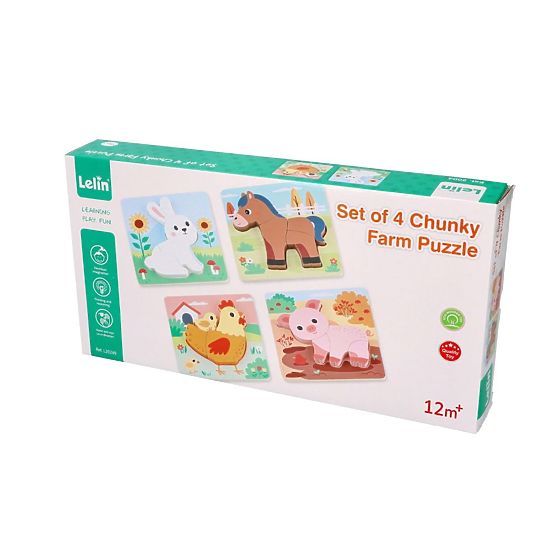 Set 4 lesenih sestavljank Kmetija