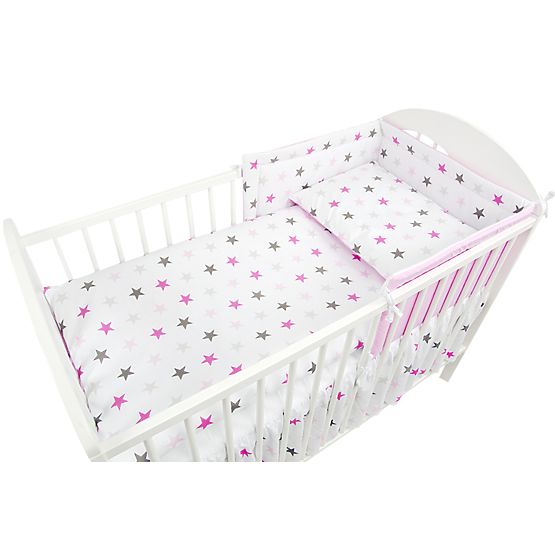 Set posteljnine 120x90 cm Zvezdice - roza