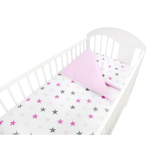 Set posteljnine 120x90 cm Zvezdice - roza