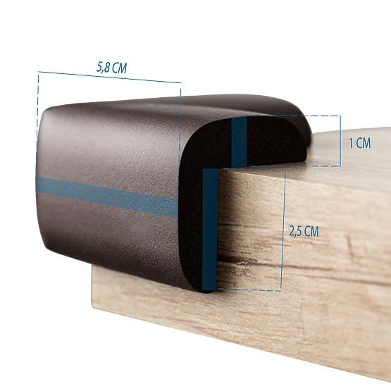 SIPO Penasta zaščita za vogale pohištva, črna - 4 kom