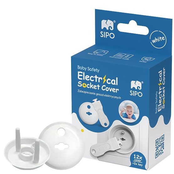 SIPO Zaščitni pokrovi za električne vtičnice, beli - 12 kos