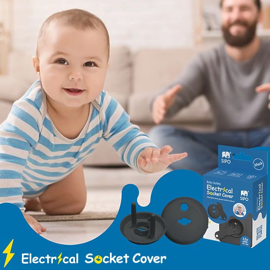 SIPO Zaščitni pokrovi za električne vtičnice, črni - 12 kos