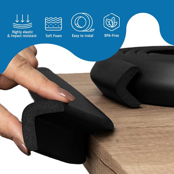 SIPO Zaščitni trak za robove pohištva, črn - 1 kos