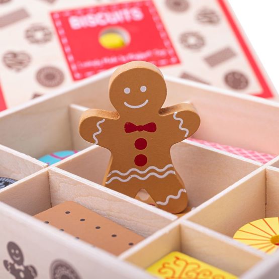 Škatla za igrače Bigjigs z lesenimi piškoti