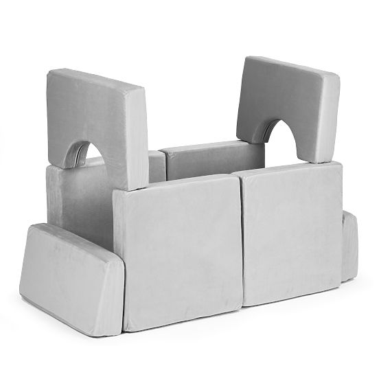 Zložljiva modularna otroška sedežna garnitura velika 2-sedežna DIY 10 mehkih blazin - siva ECOTOYS