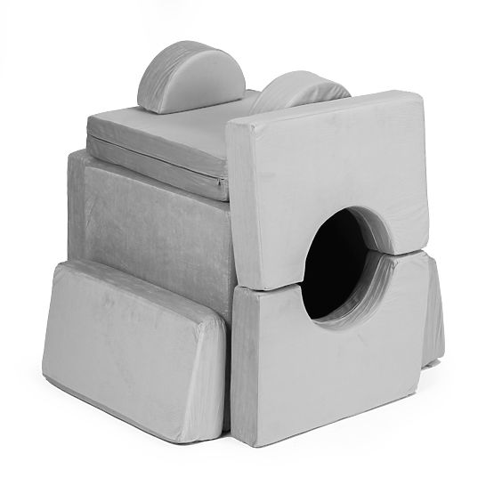 Zložljiva modularna otroška sedežna garnitura velika 2-sedežna DIY 10 mehkih blazin - siva ECOTOYS