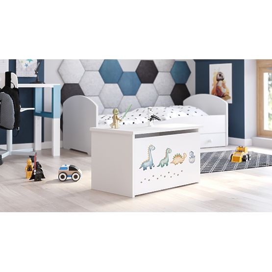 Skrinja za igrače Daria bela z motivom dinozavrov