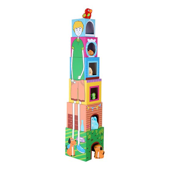 Small Foot Cube stolp z lesenimi živalmi