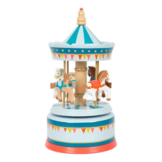 small foot Glasbena skrinjica konjički vrtiljak modra