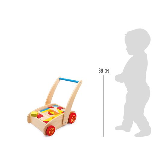 small foot Lesena hojica s kockami v vozičku