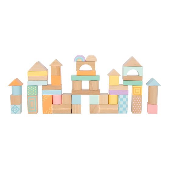 Small Foot Lesene kocke pastel 50 kos