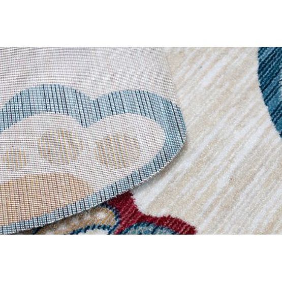 Sodoben otroški tepih TOYS 75326 METULJ, nepravilna oblika, kremna, rdeča fuksija