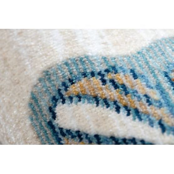 Sodoben otroški tepih TOYS 75326 METULJ, nepravilna oblika, kremna, rdeča fuksija