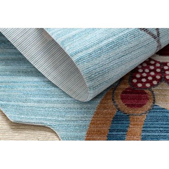 Sodoben otroški tepih TOYS 75328 KLAUN, nepravilna oblika, modra, turkizna, rdeča fuksija