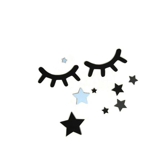 Stenska dekoracija: Speče oči z zvezdicami - modre