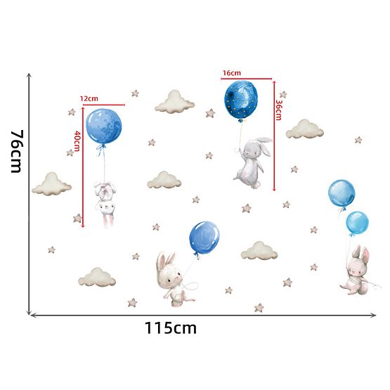 Stenske nalepke - Zajec z baloni
