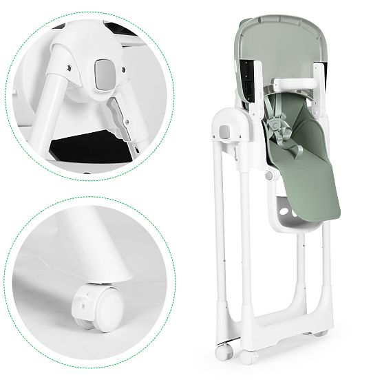 Stolček za hranjenje z nastavljivo višino, ekousnje, pasovi, dvojni pladenj ECOTOYS