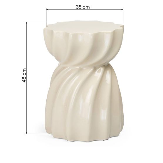 Stranska miza Bloom 35 cm, bež, sijajna