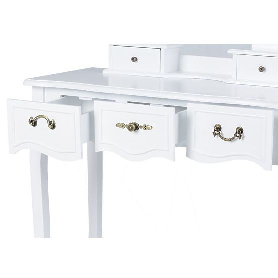 Lepotna mizica Alva z ogledalom in taburejem