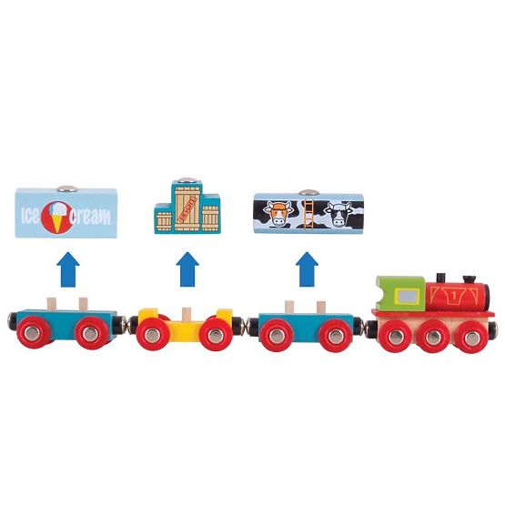 Tovorni vlak Bigjigs Rail + 3 tiri