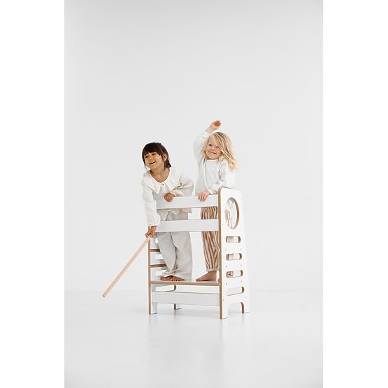 Učna stolp za dvojčke DOUBLE M - bela