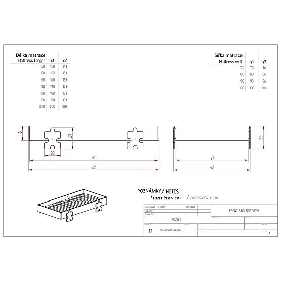 Univerzalna postelja Puzzle - črna