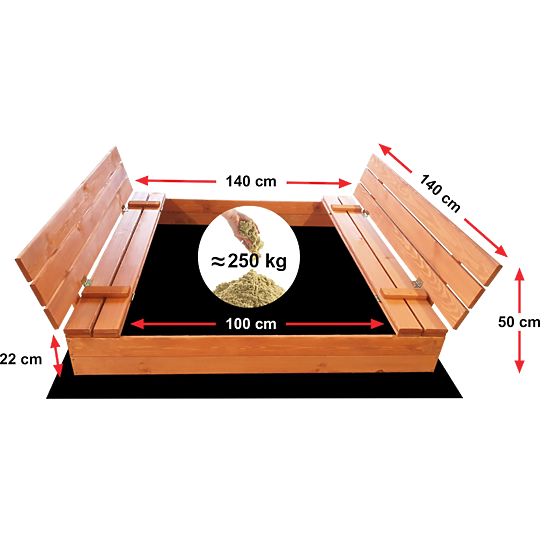 Zaprt peskovnik s klopmi 140 x 140 - impregniran