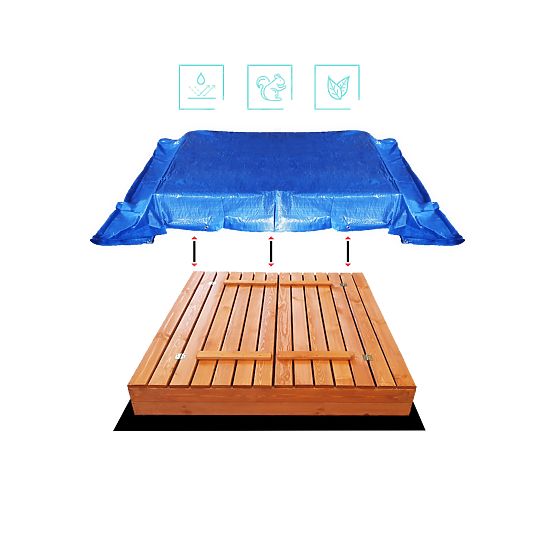 Zaprt peskovnik s klopmi 140 x 140 - impregniran