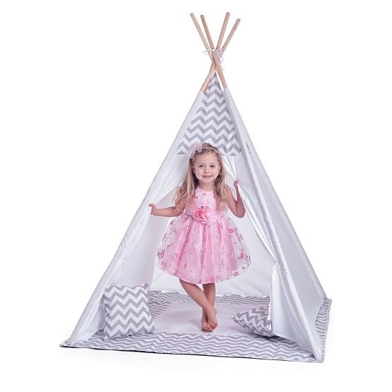 Otroški tipi šotor sivo-bel