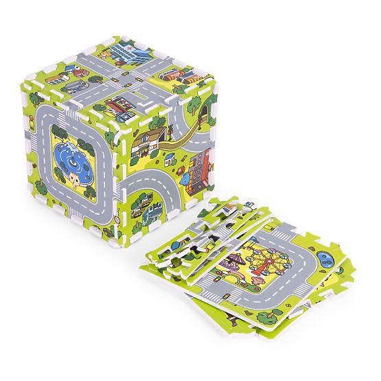 Velika EVA penasta podloga za otroke Mesto 90,5x90,5 cm 21 kos ECOTOYS