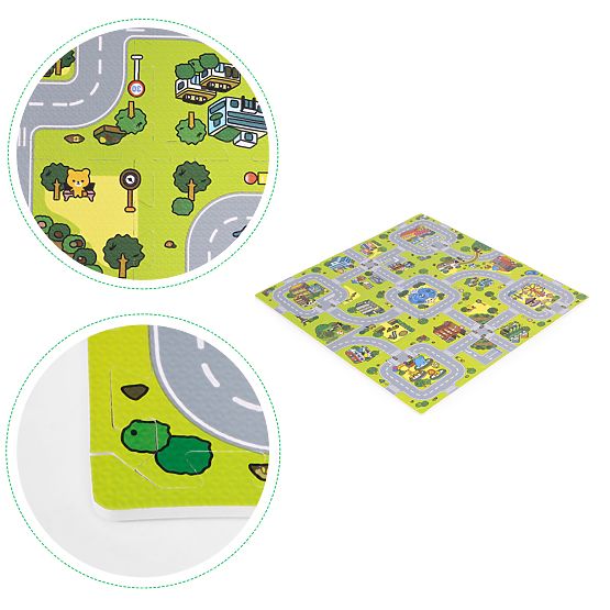 Velika EVA penasta podloga za otroke Mesto 90,5x90,5 cm 21 kos ECOTOYS
