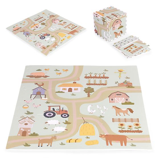 Velika penasta podloga EVA za otroke kmetija 90,5x90,5 cm 21 delov ECOTOYS