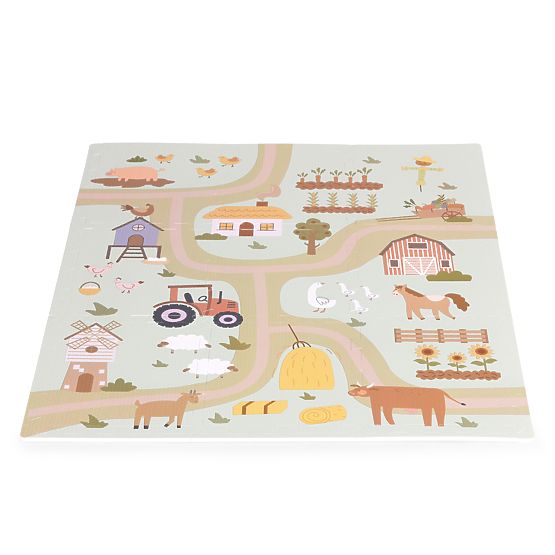 Velika penasta podloga EVA za otroke kmetija 90,5x90,5 cm 21 delov ECOTOYS