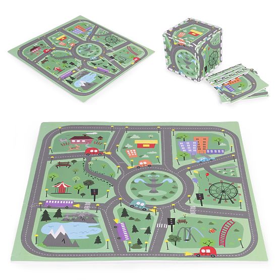 Velika penasta podloga EVA za otroke Mesto 90,5x90,5 cm 21 kosov ECOTOYS
