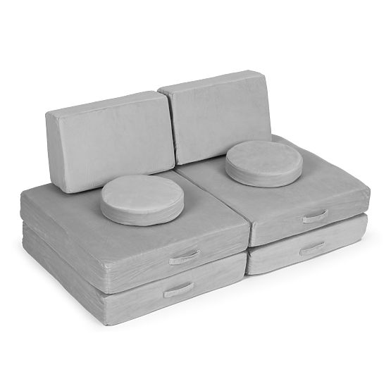 Velika modularna zložljiva otroška sedežna garnitura DIY 8 mehkih blazin - siva ECOTOYS