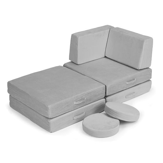 Velika modularna zložljiva otroška sedežna garnitura DIY 8 mehkih blazin - siva ECOTOYS