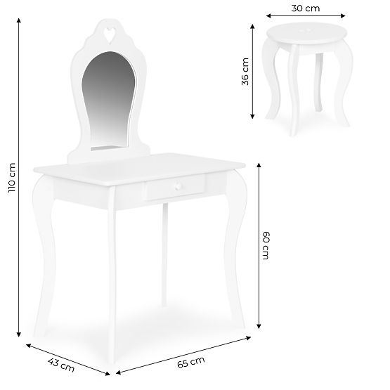Velika otroška toaletna mizica z ogledalom za dekleta ECOTOYS