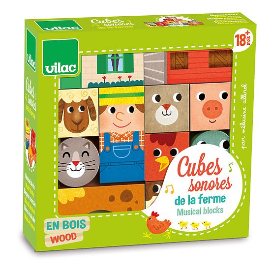 Vilac Lesene zvočne kocke Kmetija