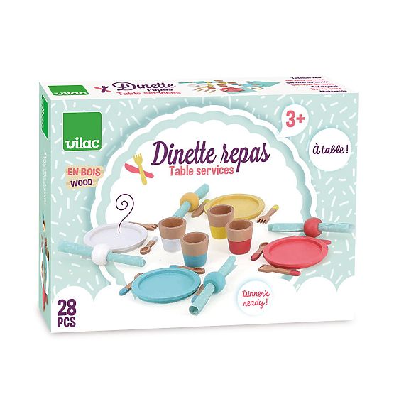 Vilac Leseni jedilni set 28 delov