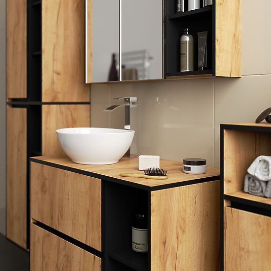 VISEČA KOPALNIŠKA OMARICA VAMI W35 1D 1W HRAST CRAFT / ČRNA