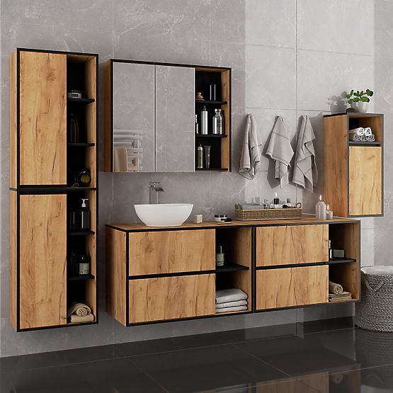 VISEČA KOPALNIŠKA OMARICA VAMI W35 1D 1W HRAST CRAFT / ČRNA
