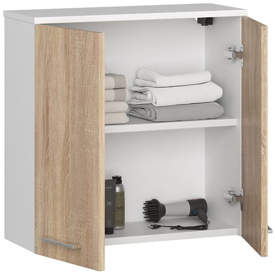 Viseča omarica širina 60 cm FIN 2D bela / sonoma