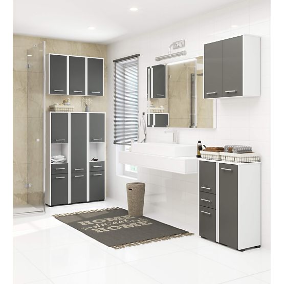 Viseča omarica W 60 cm FIN 2D - bela-grafitno siva