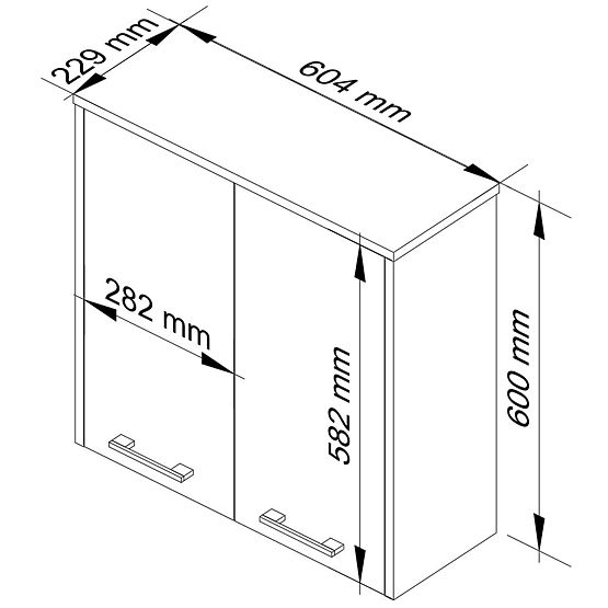 Viseča omarica W 60 cm FIN 2D - bela-grafitno siva