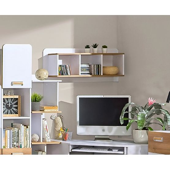 Viseča polica L9 - bela / hrast nash