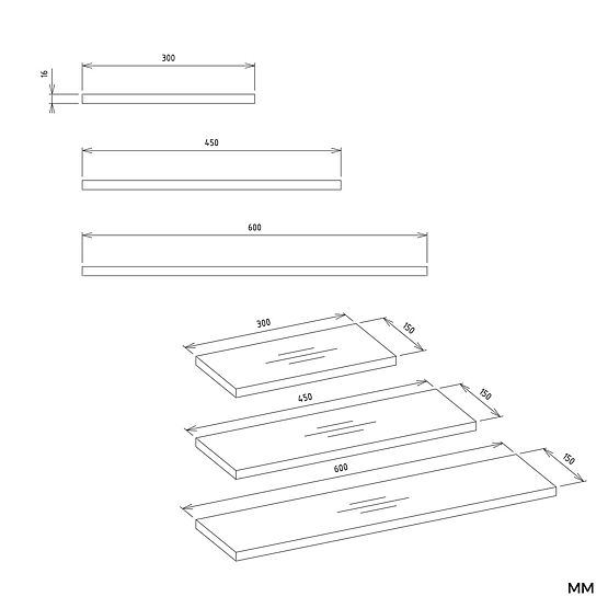 Viseče police TOBI 3P HRAST ARTISAN